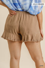 Load image into Gallery viewer, UMGEE Linen Blend Elastic Waist Ruffle Hem Shorts With Pockets