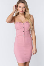 Load image into Gallery viewer, ACTIVE BASIC Strapless Button Down Mini Dress