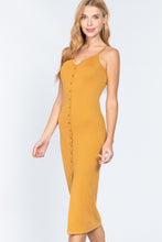 Load image into Gallery viewer, ACTIVE BASIC Button Slit Rib Cami Midi Dress