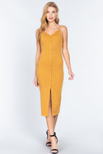 Load image into Gallery viewer, ACTIVE BASIC Button Slit Rib Cami Midi Dress