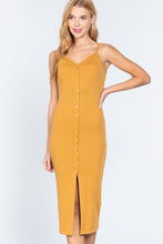 Load image into Gallery viewer, ACTIVE BASIC Button Slit Rib Cami Midi Dress