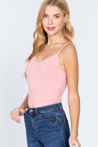 ACTIVE BASIC Heavy Rib Cami W/lace Bodysuit