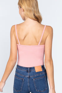 ACTIVE BASIC Heavy Rib Cami W/lace Bodysuit