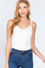 Load image into Gallery viewer, ACTIVE BASIC Heavy Rib Cami W/lace Bodysuit