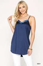 Load image into Gallery viewer, GIGIO Velvet Mixed Adjustable Strap Round Hem Camisole