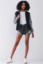 Load image into Gallery viewer, TASHA APPAREL Ripped High-waist Front Zip-up Raw Hem Detail Distressed Mini Shorts