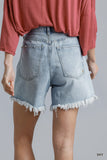 UMGEE High Rise Denim Shorts With Raw Hem