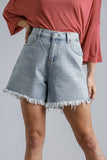 UMGEE High Rise Denim Shorts With Raw Hem