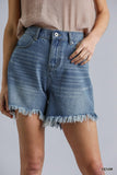 UMGEE High Rise Denim Shorts With Raw Hem