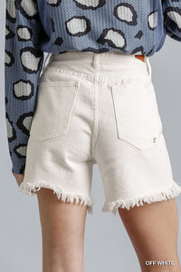 UMGEE High Rise Denim Shorts With Raw Hem