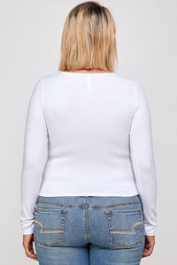 HAUTE FOX Solid Round Neck Top, With Long Sleeves, And Cut-out Detail