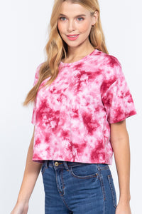 ACTIVE BASIC Tie-dye Cotton Jersey Crop Top