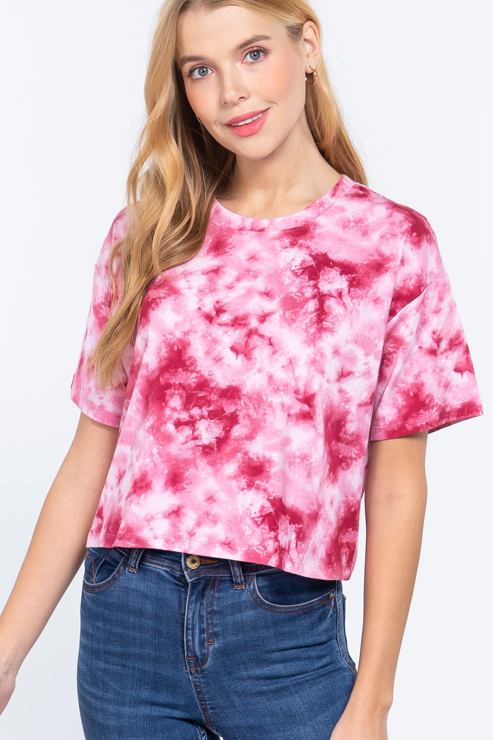 ACTIVE BASIC Tie-dye Cotton Jersey Crop Top