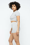 HERA COLLECTION Collar Crop Top + Shorts Set