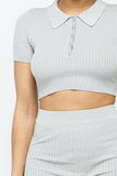 HERA COLLECTION Collar Crop Top + Shorts Set