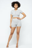 HERA COLLECTION Collar Crop Top + Shorts Set