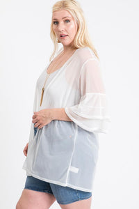 RK APPAREL Ruffle Sleeve Open Cardigan