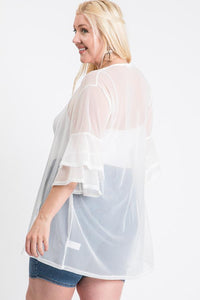 RK APPAREL Ruffle Sleeve Open Cardigan