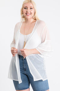 RK APPAREL Ruffle Sleeve Open Cardigan