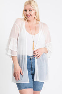 RK APPAREL Ruffle Sleeve Open Cardigan