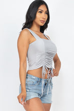 Load image into Gallery viewer, CAPELLA APPAREL Adjustable Front Ruched With String Square Neck Crop Tops