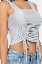 Load image into Gallery viewer, CAPELLA APPAREL Adjustable Front Ruched With String Square Neck Crop Tops