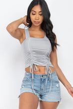 Load image into Gallery viewer, CAPELLA APPAREL Adjustable Front Ruched With String Square Neck Crop Tops