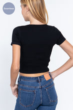 Load image into Gallery viewer, ACTIVE BASIC Short Slv Notched Rib Seamless Top