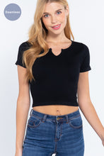 Load image into Gallery viewer, ACTIVE BASIC Short Slv Notched Rib Seamless Top