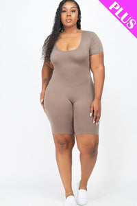 CAPELLA APPAREL Plus Size Short Sleeve Bodycon Romper