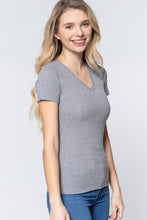 Load image into Gallery viewer, ACTIVE BASIC Short Sleeve V-neck Rib Top