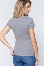 Load image into Gallery viewer, ACTIVE BASIC Short Sleeve V-neck Rib Top