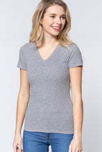 Load image into Gallery viewer, ACTIVE BASIC Short Sleeve V-neck Rib Top