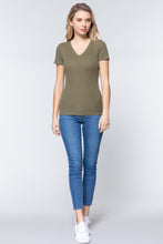 Load image into Gallery viewer, ACTIVE BASIC Short Sleeve V-neck Rib Top