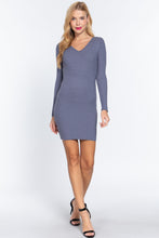 Load image into Gallery viewer, ACTIVE BASIC Long Slv V-neck Sweater Mini Dress