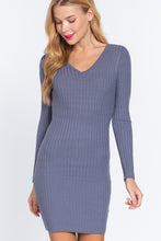 Load image into Gallery viewer, ACTIVE BASIC Long Slv V-neck Sweater Mini Dress