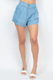 IRIS DESIGN Button-front Denim Top And Shorts Set