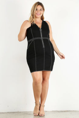 HAUTE FOX Plus Solid Bodycon Mini Dress