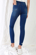 Load image into Gallery viewer, TASHA APPAREL Dark Blue High-waisted With Rips Skinny Denim Jeans