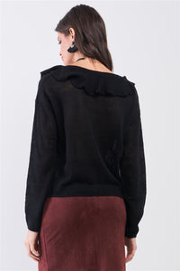 TASHA APPAREL Round Neck Bertha Collar Button-front Cardigan