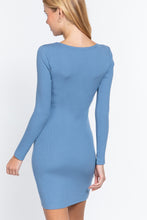 Load image into Gallery viewer, ACTIVE BASIC Long Slv V-neck Mini Rib Dress