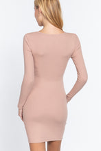 Load image into Gallery viewer, ACTIVE BASIC Long Slv V-neck Mini Rib Dress