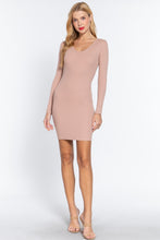 Load image into Gallery viewer, ACTIVE BASIC Long Slv V-neck Mini Rib Dress