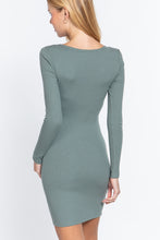 Load image into Gallery viewer, ACTIVE BASIC Long Slv V-neck Mini Rib Dress