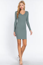 Load image into Gallery viewer, ACTIVE BASIC Long Slv V-neck Mini Rib Dress