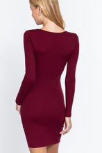 Load image into Gallery viewer, ACTIVE BASIC Long Slv V-neck Mini Rib Dress