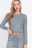 ACTIVE BASIC Long Slv Crew Neck Sweater Top