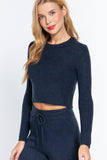 ACTIVE BASIC Long Slv Crew Neck Sweater Top