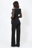 VALENTINE Plunging V Buckle Detail Leopard Jumpsuit