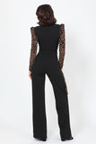 VALENTINE Plunging V Buckle Detail Leopard Jumpsuit